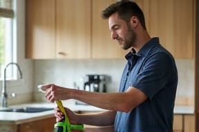 Consultant taking measurements in a kitchen space